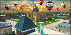 Balloons over Lincoln IL 10 x 20 curved metal