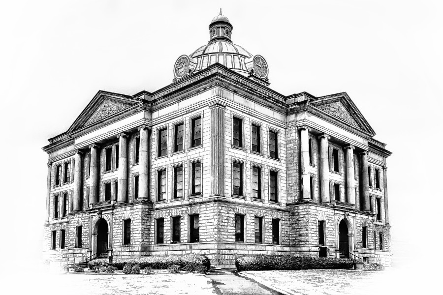 Logan County Courthouse B&W  Lincoln IL